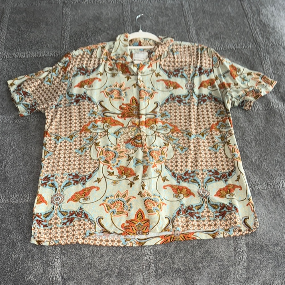 Denim & Flower Orange Brown Casual Button Down Shirt